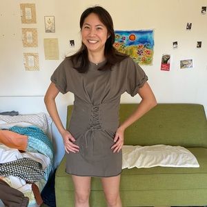 Topshop tshirt dress with corset detail